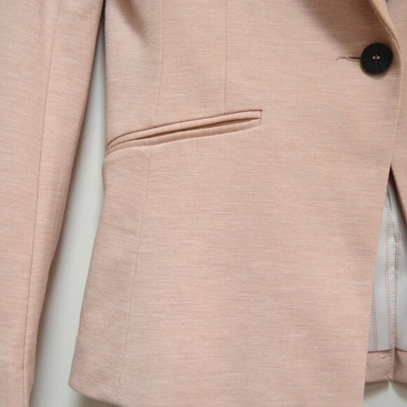 H&M Light Salmon Pink Knit One Button Relaxed Fit Modern Blazer Office Lined - Picture 4 of 12